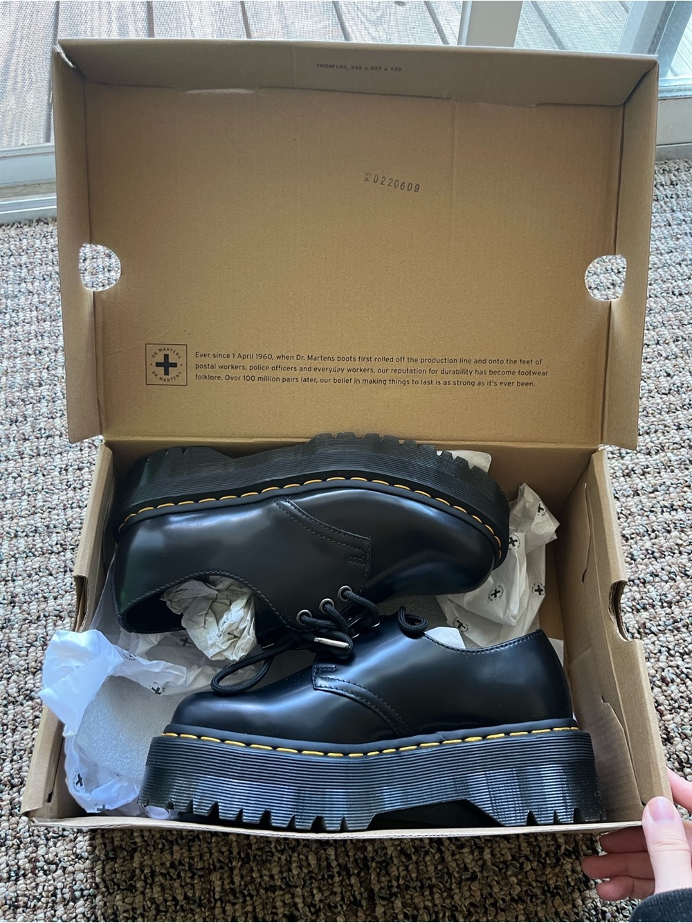 🤍 NIB Dr. Martens Black Smooth Leather Platform 1461 Oxford Shoes - Picture 6 of 9